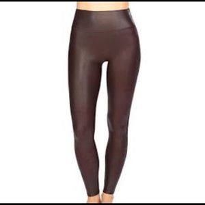 SPANX XL (Wine) faux leather leggings W/TAGS
